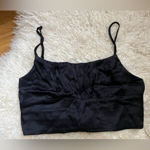 Zara Black Satan Crop Top